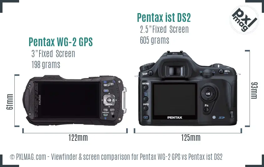 Pentax WG-2 GPS vs Pentax ist DS2 Screen and Viewfinder comparison