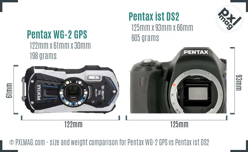 Pentax WG-2 GPS vs Pentax ist DS2 size comparison