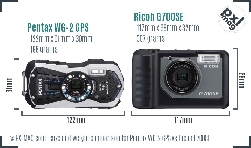 Pentax WG-2 GPS vs Ricoh G700SE size comparison Pentax WG-2 GPS vs Ricoh G700SE size comparison