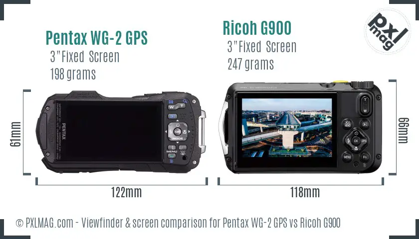 Pentax WG-2 GPS vs Ricoh G900 Screen and Viewfinder comparison