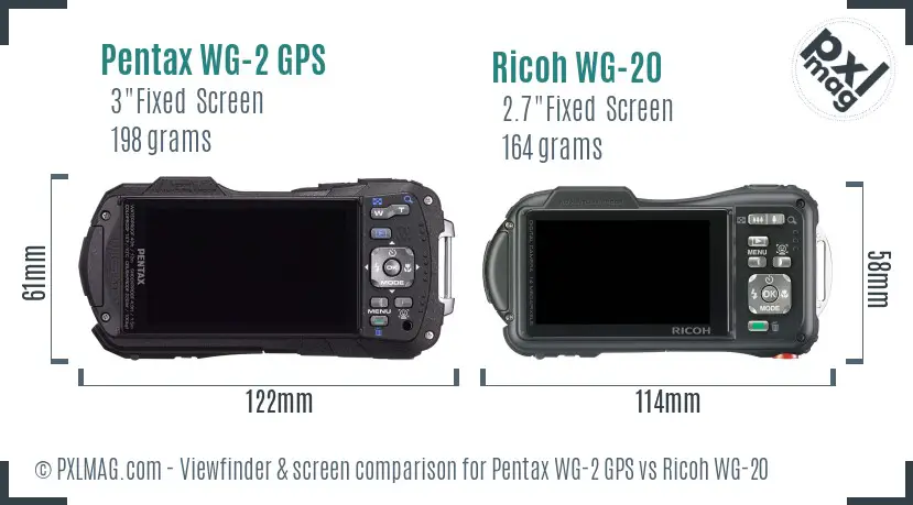 Pentax WG-2 GPS vs Ricoh WG-20 Screen and Viewfinder comparison