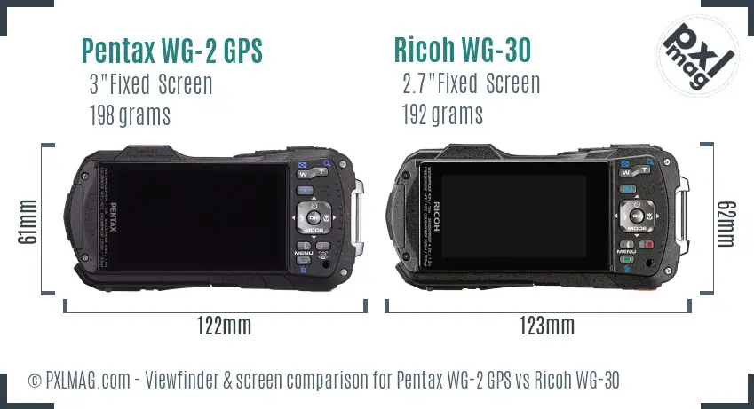 Pentax WG-2 GPS vs Ricoh WG-30 Screen and Viewfinder comparison Pentax WG-2 GPS vs Ricoh WG-30 Screen and Viewfinder comparison