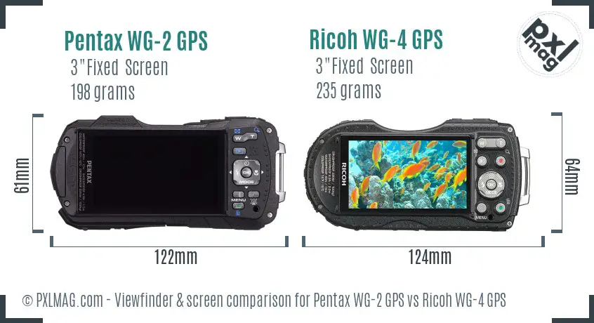 Pentax WG-2 GPS vs Ricoh WG-4 GPS Screen and Viewfinder comparison
