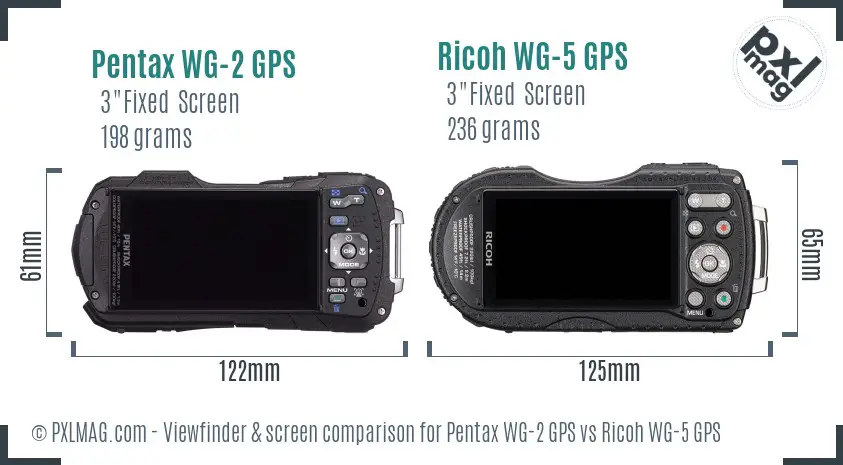 Pentax WG-2 GPS vs Ricoh WG-5 GPS Screen and Viewfinder comparison