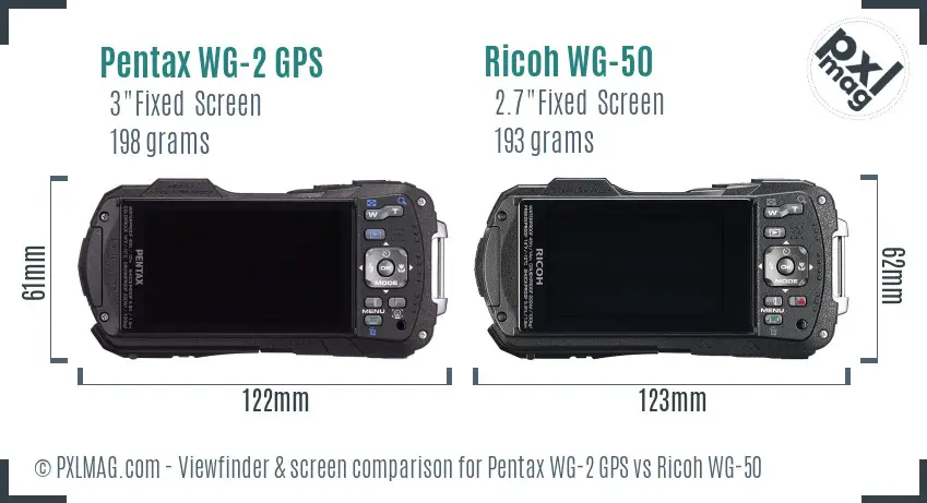 Pentax WG-2 GPS vs Ricoh WG-50 Screen and Viewfinder comparison