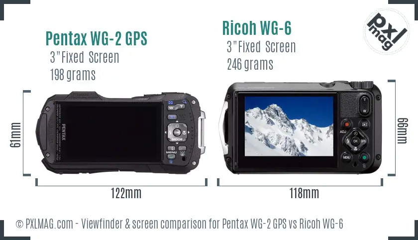 Pentax WG-2 GPS vs Ricoh WG-6 Screen and Viewfinder comparison