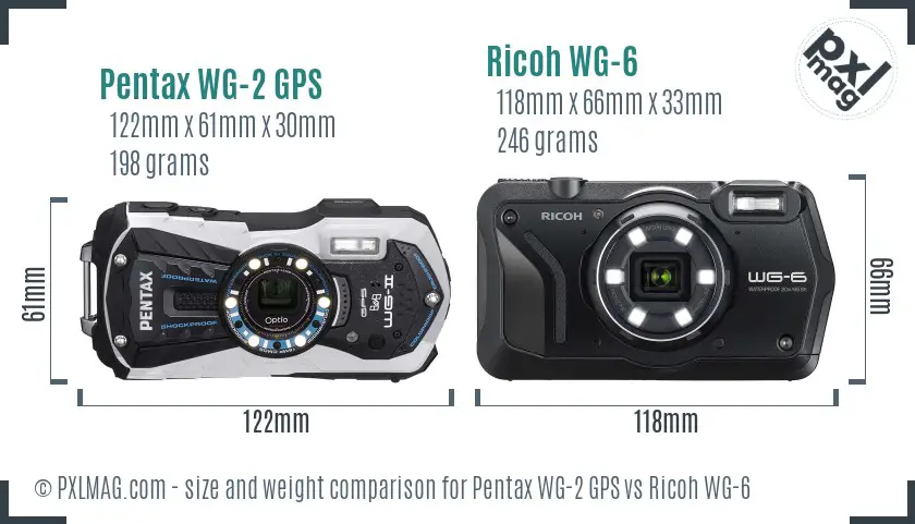 Pentax WG-2 GPS vs Ricoh WG-6 size comparison