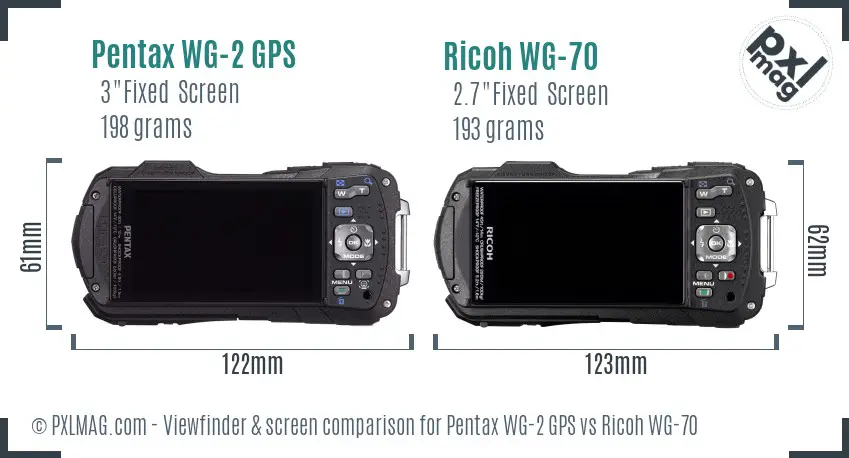 Pentax WG-2 GPS vs Ricoh WG-70 Screen and Viewfinder comparison