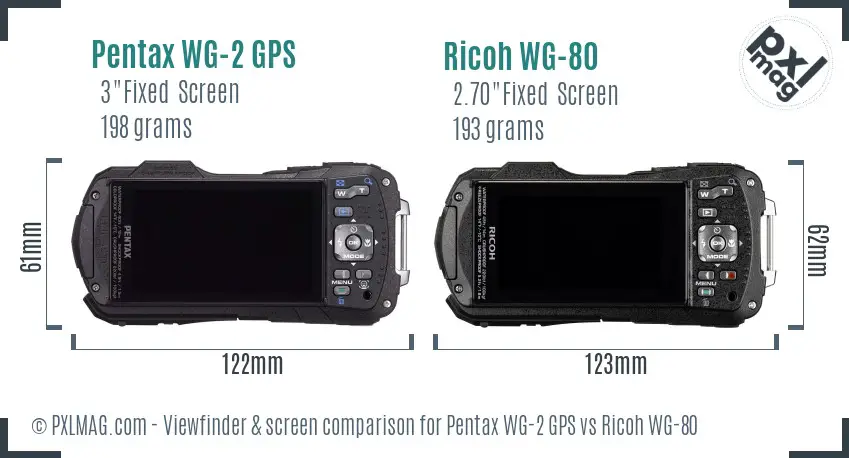 Pentax WG-2 GPS vs Ricoh WG-80 Screen and Viewfinder comparison Pentax WG-2 GPS vs Ricoh WG-80 Screen and Viewfinder comparison