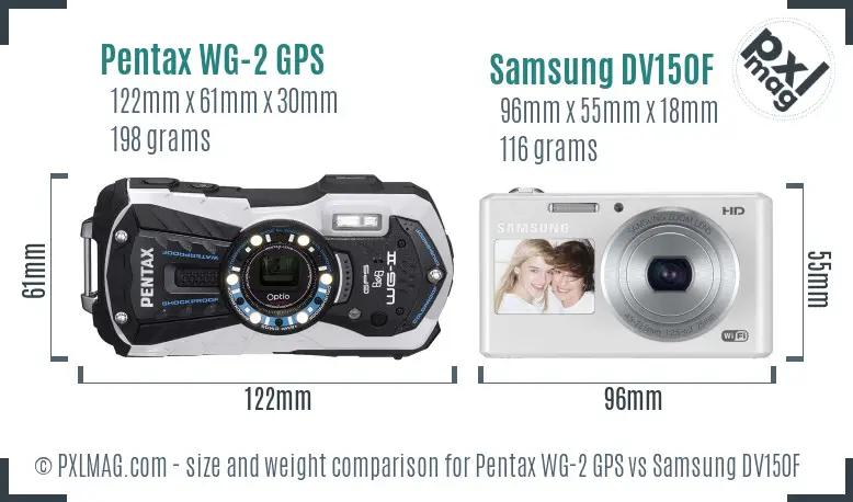 Pentax WG-2 GPS vs Samsung DV150F size comparison