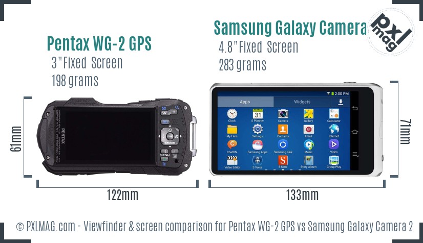 Pentax WG-2 GPS vs Samsung Galaxy Camera 2 Screen and Viewfinder comparison