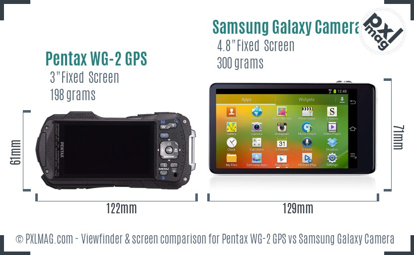 Pentax WG-2 GPS vs Samsung Galaxy Camera Screen and Viewfinder comparison