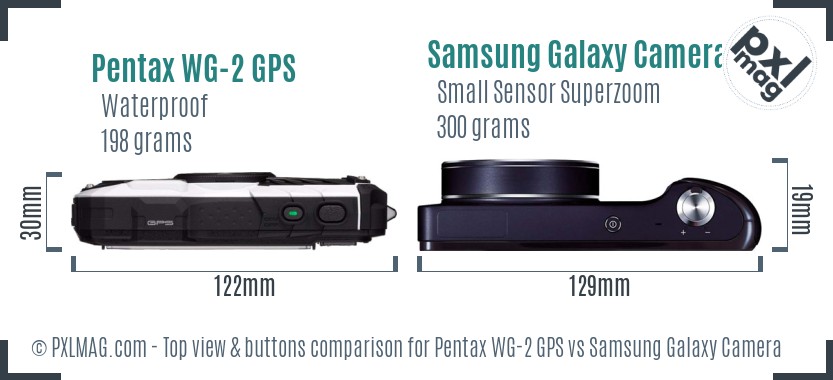 Pentax WG-2 GPS vs Samsung Galaxy Camera top view buttons comparison