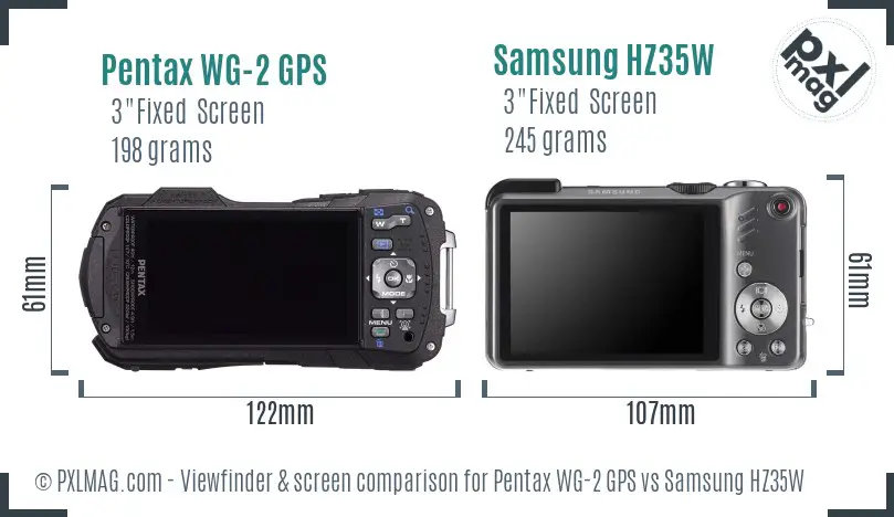 Pentax WG-2 GPS vs Samsung HZ35W Screen and Viewfinder comparison