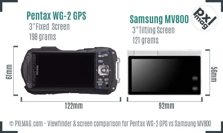 Pentax WG-2 GPS vs Samsung MV800 Screen and Viewfinder comparison