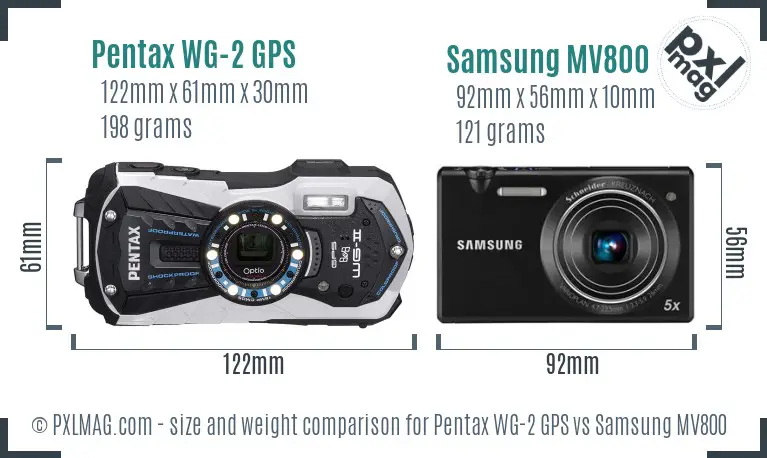 Pentax WG-2 GPS vs Samsung MV800 size comparison