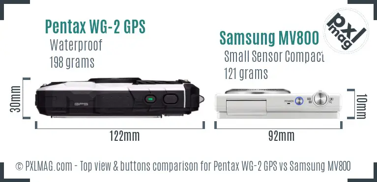 Pentax WG-2 GPS vs Samsung MV800 top view buttons comparison