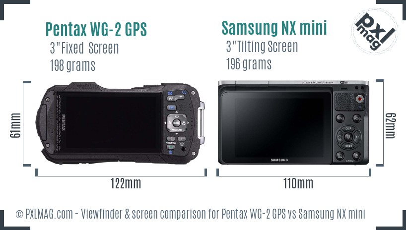 Pentax WG-2 GPS vs Samsung NX mini Screen and Viewfinder comparison