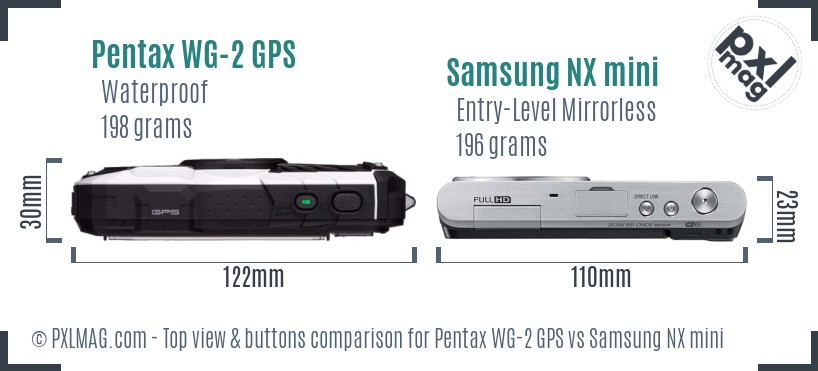 Pentax WG-2 GPS vs Samsung NX mini top view buttons comparison