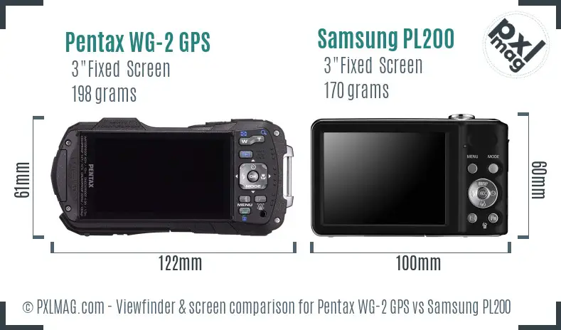 Pentax WG-2 GPS vs Samsung PL200 Screen and Viewfinder comparison Pentax WG-2 GPS vs Samsung PL200 Screen and Viewfinder comparison