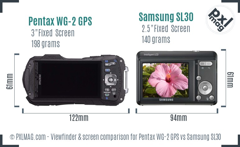 Pentax WG-2 GPS vs Samsung SL30 Screen and Viewfinder comparison