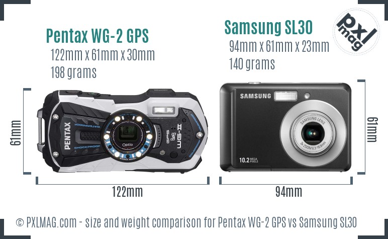Pentax WG-2 GPS vs Samsung SL30 size comparison