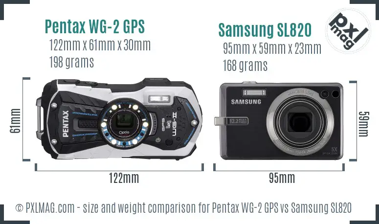 Pentax WG-2 GPS vs Samsung SL820 size comparison Pentax WG-2 GPS vs Samsung SL820 size comparison