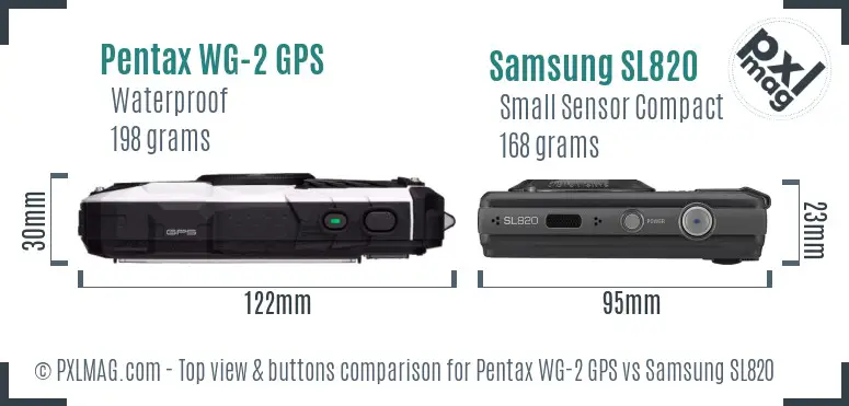 Pentax WG-2 GPS vs Samsung SL820 top view buttons comparison