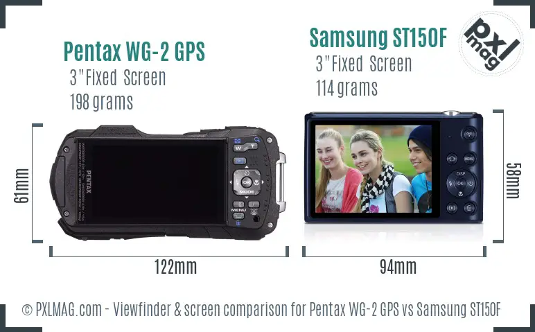 Pentax WG-2 GPS vs Samsung ST150F Screen and Viewfinder comparison