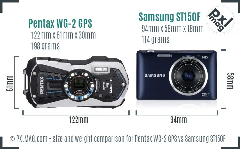 Pentax WG-2 GPS vs Samsung ST150F size comparison
