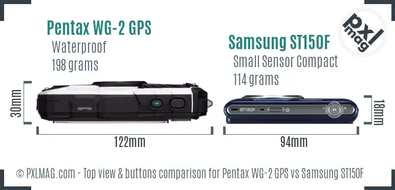 Pentax WG-2 GPS vs Samsung ST150F top view buttons comparison