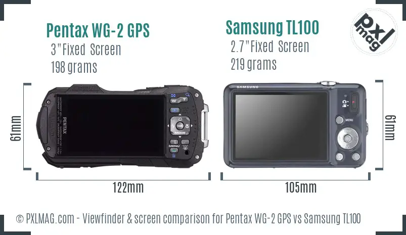 Pentax WG-2 GPS vs Samsung TL100 Screen and Viewfinder comparison