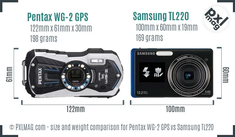 Pentax WG-2 GPS vs Samsung TL220 size comparison