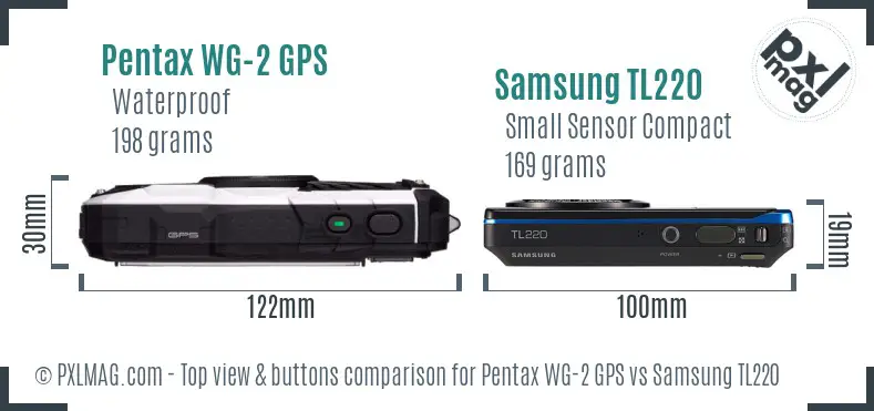 Pentax WG-2 GPS vs Samsung TL220 top view buttons comparison