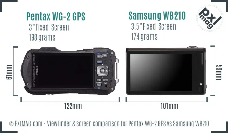Pentax WG-2 GPS vs Samsung WB210 Screen and Viewfinder comparison