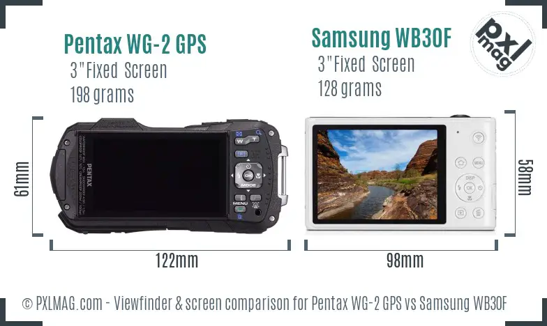 Pentax WG-2 GPS vs Samsung WB30F Screen and Viewfinder comparison Pentax WG-2 GPS vs Samsung WB30F Screen and Viewfinder comparison