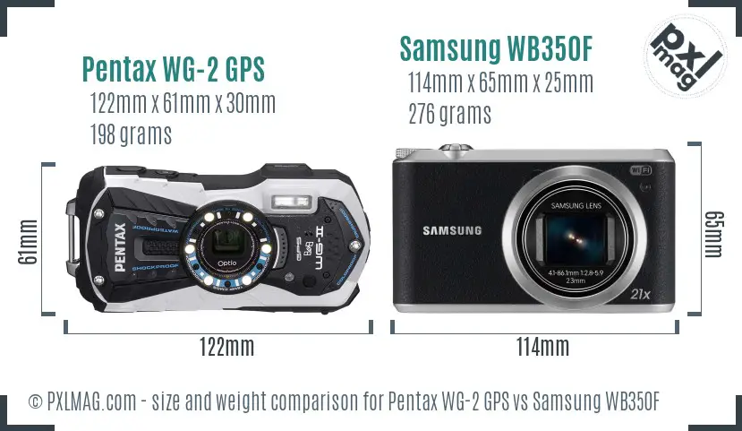 Pentax WG-2 GPS vs Samsung WB350F size comparison