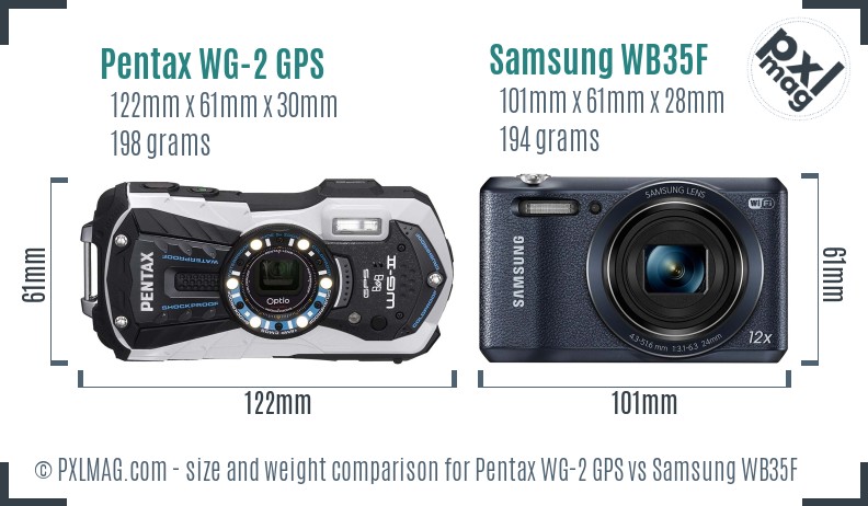 Pentax WG-2 GPS vs Samsung WB35F size comparison