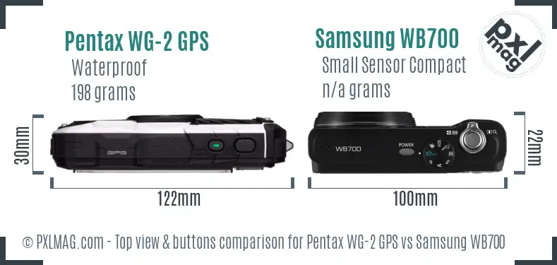 Pentax WG-2 GPS vs Samsung WB700 top view buttons comparison
