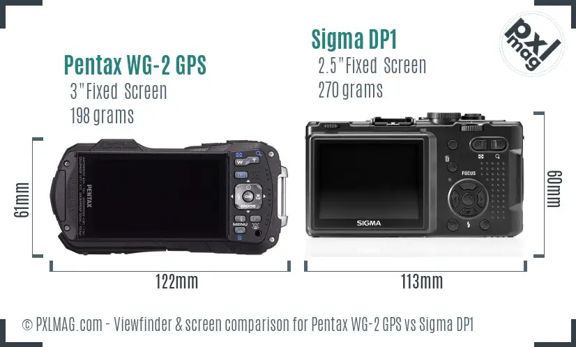 Pentax WG-2 GPS vs Sigma DP1 Screen and Viewfinder comparison