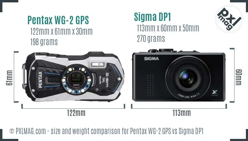Pentax WG-2 GPS vs Sigma DP1 size comparison