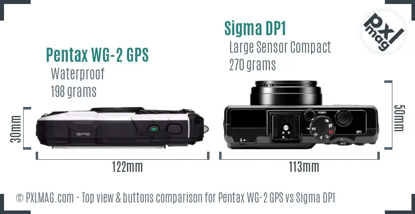 Pentax WG-2 GPS vs Sigma DP1 top view buttons comparison