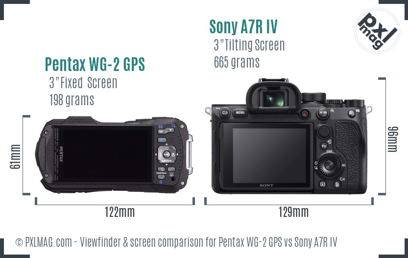 Pentax WG-2 GPS vs Sony A7R IV Screen and Viewfinder comparison
