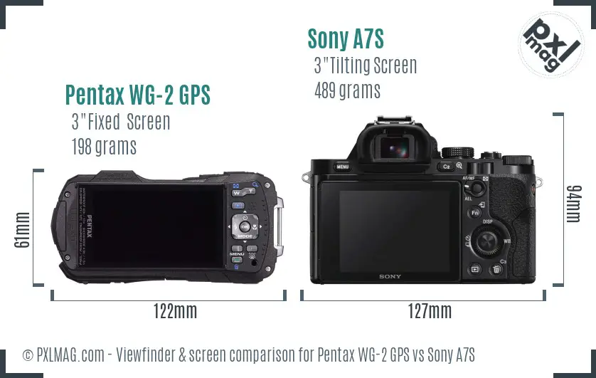 Pentax WG-2 GPS vs Sony A7S Screen and Viewfinder comparison