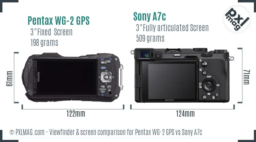 Pentax WG-2 GPS vs Sony A7c Screen and Viewfinder comparison