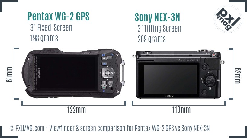 Pentax WG-2 GPS vs Sony NEX-3N Screen and Viewfinder comparison