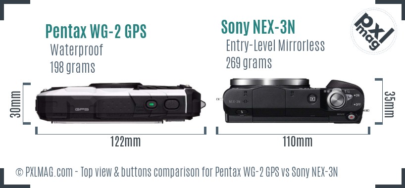 Pentax WG-2 GPS vs Sony NEX-3N top view buttons comparison