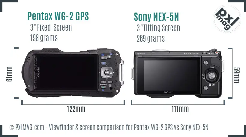 Pentax WG-2 GPS vs Sony NEX-5N Screen and Viewfinder comparison Pentax WG-2 GPS vs Sony NEX-5N Screen and Viewfinder comparison