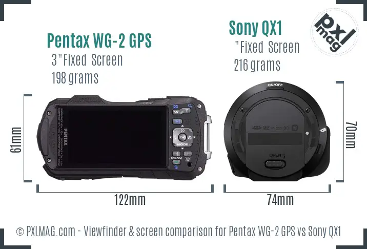 Pentax WG-2 GPS vs Sony QX1 Screen and Viewfinder comparison