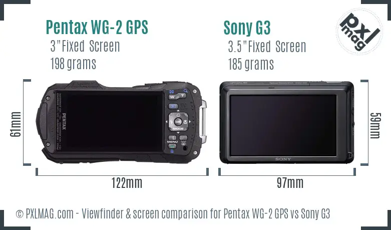 Pentax WG-2 GPS vs Sony G3 Screen and Viewfinder comparison